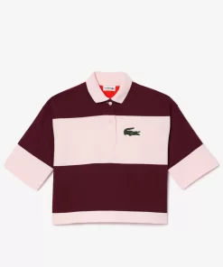 Lacoste Girl Clothing-Heavy Cotton Jersey Striped Polo Shirt