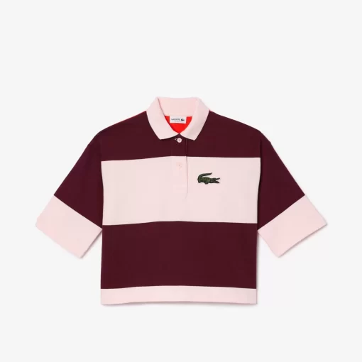 Lacoste Girl Clothing-Heavy Cotton Jersey Striped Polo Shirt