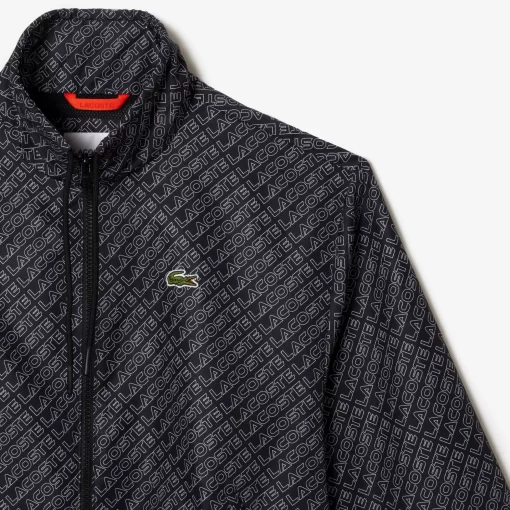 Lacoste Jackets & Coats-High Neck Zip Front Monogram Print Jacket