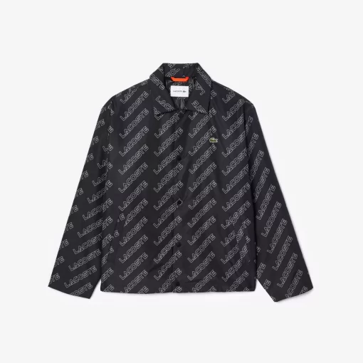 Lacoste Jackets & Coats-High-Neck Graphic Print Zipped Jacket