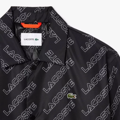 Lacoste Jackets & Coats-High-Neck Graphic Print Zipped Jacket