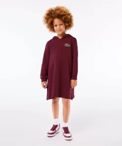 Lacoste Girl Clothing-Hooded Cotton Fleece Sweatshirt Dress