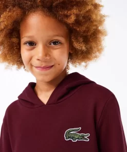 Lacoste Girl Clothing-Hooded Cotton Fleece Sweatshirt Dress