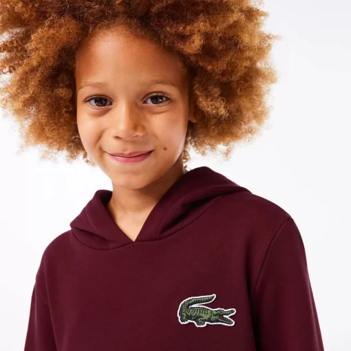 Lacoste Girl Clothing-Hooded Cotton Fleece Sweatshirt Dress