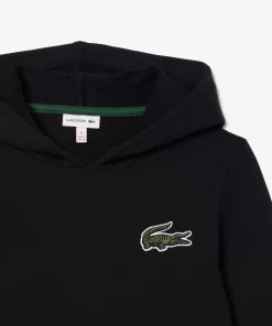 Lacoste Girl Clothing-Hooded Cotton Fleece Sweatshirt Dress