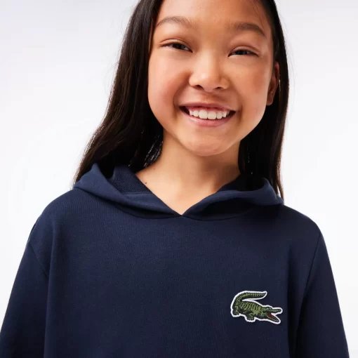 Lacoste Girl Clothing-Hooded Cotton Fleece Sweatshirt Dress