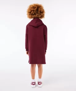 Lacoste Girl Clothing-Hooded Cotton Fleece Sweatshirt Dress