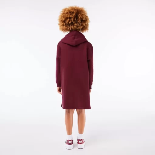 Lacoste Girl Clothing-Hooded Cotton Fleece Sweatshirt Dress