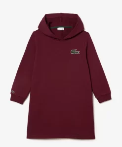 Lacoste Girl Clothing-Hooded Cotton Fleece Sweatshirt Dress