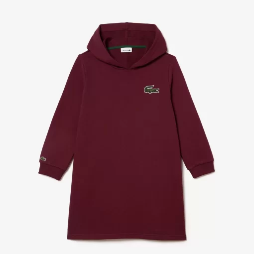 Lacoste Girl Clothing-Hooded Cotton Fleece Sweatshirt Dress