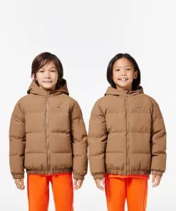 Lacoste Girl Clothing-Hooded Puffer Jacket With Crocodile At The Back