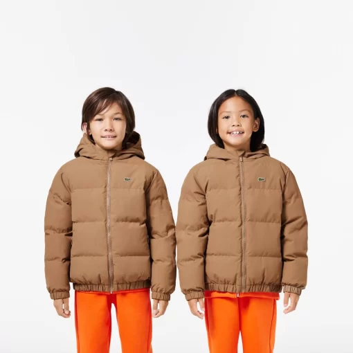 Lacoste Girl Clothing-Hooded Puffer Jacket With Crocodile At The Back