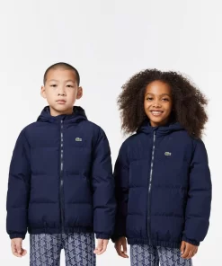 Lacoste Girl Clothing-Hooded Puffer Jacket With Crocodile At The Back