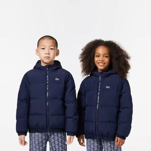 Lacoste Girl Clothing-Hooded Puffer Jacket With Crocodile At The Back