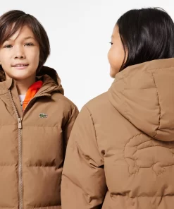 Lacoste Girl Clothing-Hooded Puffer Jacket With Crocodile At The Back