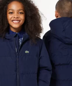 Lacoste Girl Clothing-Hooded Puffer Jacket With Crocodile At The Back