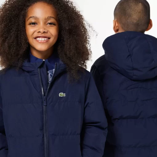 Lacoste Girl Clothing-Hooded Puffer Jacket With Crocodile At The Back