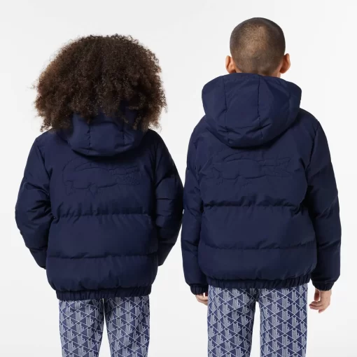 Lacoste Girl Clothing-Hooded Puffer Jacket With Crocodile At The Back