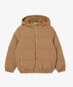 Lacoste Girl Clothing-Hooded Puffer Jacket With Crocodile At The Back