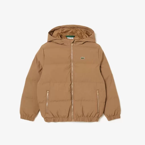 Lacoste Girl Clothing-Hooded Puffer Jacket With Crocodile At The Back