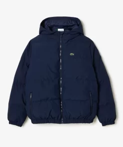 Lacoste Girl Clothing-Hooded Puffer Jacket With Crocodile At The Back