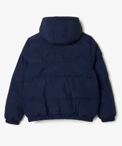 Lacoste Girl Clothing-Hooded Puffer Jacket With Crocodile At The Back