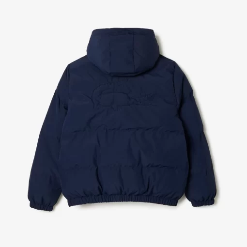 Lacoste Girl Clothing-Hooded Puffer Jacket With Crocodile At The Back