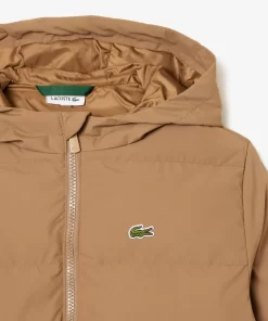 Lacoste Girl Clothing-Hooded Puffer Jacket With Crocodile At The Back