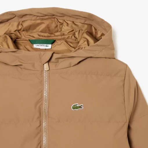 Lacoste Girl Clothing-Hooded Puffer Jacket With Crocodile At The Back