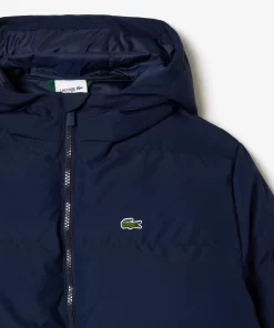 Lacoste Girl Clothing-Hooded Puffer Jacket With Crocodile At The Back