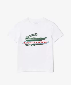 Lacoste Girl Clothing-Kids' Contrast Print Cotton Jersey T-Shirt