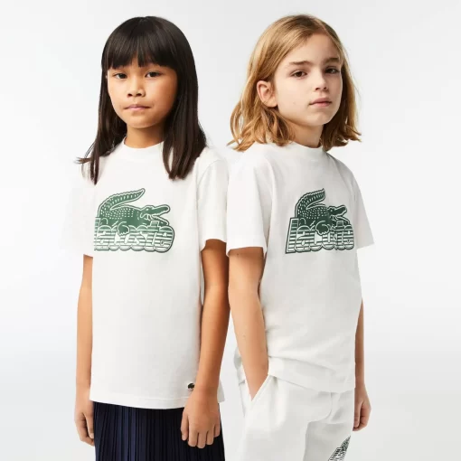 Lacoste Girl Clothing-Kids' Contrast Print Organic Cotton T-Shirt