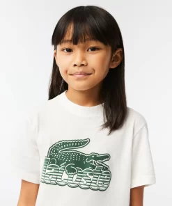 Lacoste Girl Clothing-Kids' Contrast Print Organic Cotton T-Shirt