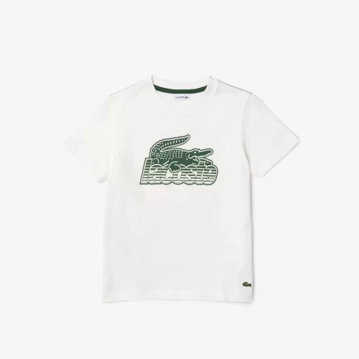 Lacoste Girl Clothing-Kids' Contrast Print Organic Cotton T-Shirt