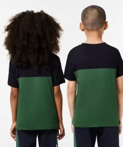 Lacoste Girl Clothing-Kids' Colourblock Organic Cotton Jersey T-Shirt