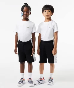 Lacoste Girl Clothing-Kids' Colour-Stripe Organic Cotton Shorts