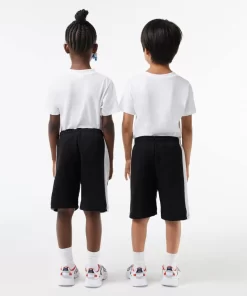 Lacoste Girl Clothing-Kids' Colour-Stripe Organic Cotton Shorts