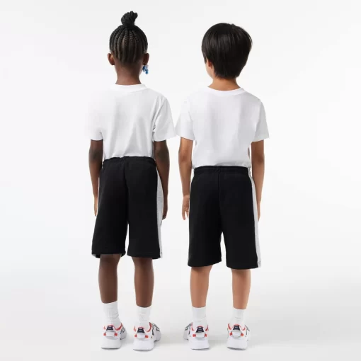 Lacoste Girl Clothing-Kids' Colour-Stripe Organic Cotton Shorts