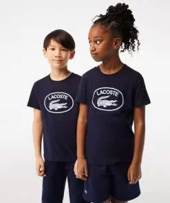 Lacoste Girl Clothing-Kids' Contrast Branded Cotton Jersey T-Shirt