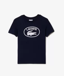 Lacoste Girl Clothing-Kids' Contrast Branded Cotton Jersey T-Shirt