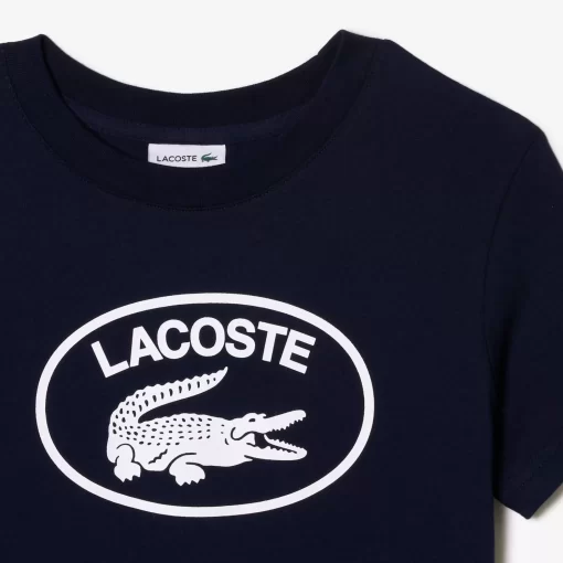 Lacoste Girl Clothing-Kids' Contrast Branded Cotton Jersey T-Shirt