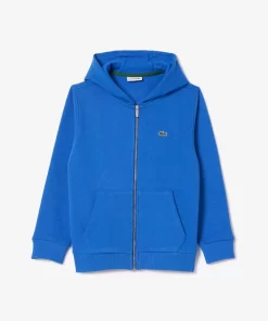 Lacoste Girl Clothing-Kids' Kangaroo Pocket Hooded Zippered Sweatshirt