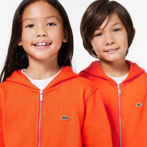 Lacoste Boy Clothing-Kids' Kangaroo Pocket Hooded Zippered Sweatshirt