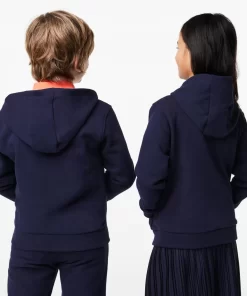 Lacoste Girl Clothing-Kids' Kangaroo Pocket Hooded Zippered Sweatshirt