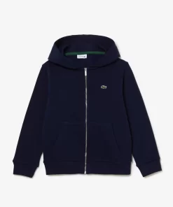 Lacoste Girl Clothing-Kids' Kangaroo Pocket Hooded Zippered Sweatshirt