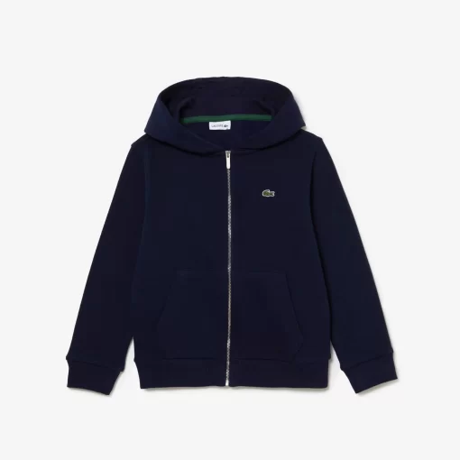 Lacoste Girl Clothing-Kids' Kangaroo Pocket Hooded Zippered Sweatshirt