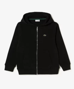 Lacoste Girl Clothing-Kids' Kangaroo Pocket Hooded Zippered Sweatshirt