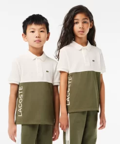 Lacoste Girl Clothing-Kids' Organic Cotton Pique Colourblock Polo Shirt