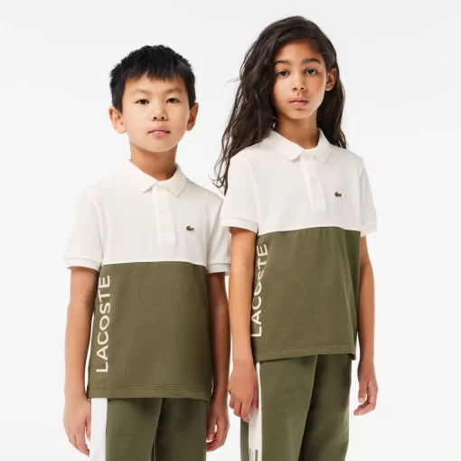 Lacoste Girl Clothing-Kids' Organic Cotton Pique Colourblock Polo Shirt