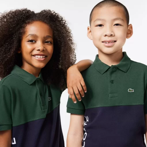 Lacoste Boy Clothing-Kids' Organic Cotton Pique Colourblock Polo Shirt